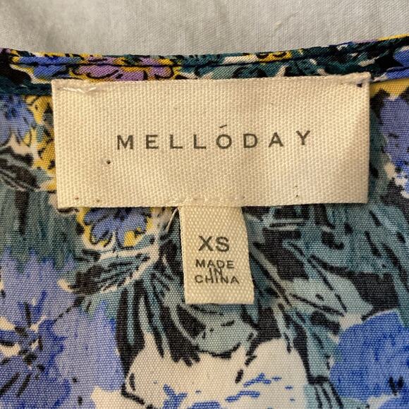 Melloday Blue Floral Tiered V-Neck Maxi Dress Size XS - Picture 3 of 9